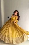 Sc 1330 Heavy Gold Crush With Embroidery Work Gown With Bottom Dupatta